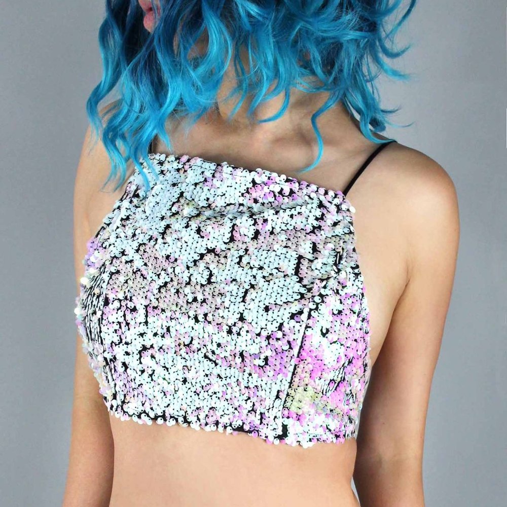 Motel Rocks Truman Fishscale Sequin Crop Top